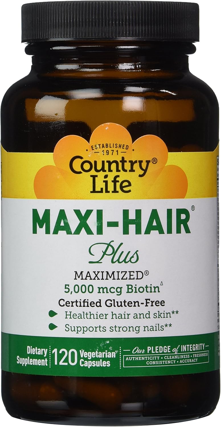 Country Life Maxi-Hair Plus Biotina, 120 Cápsulas Veganas