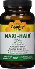 Country Life Maxi-Hair Plus Biotina, 120 Cápsulas Veganas