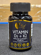 Cocó March N.M.D Vitamina D3+K2 10.000 UI - 180 mcg de Vitamina K2, 250 mcg de Vitamina D3, 120 Cápsulas, Sin Gluten, No GMO