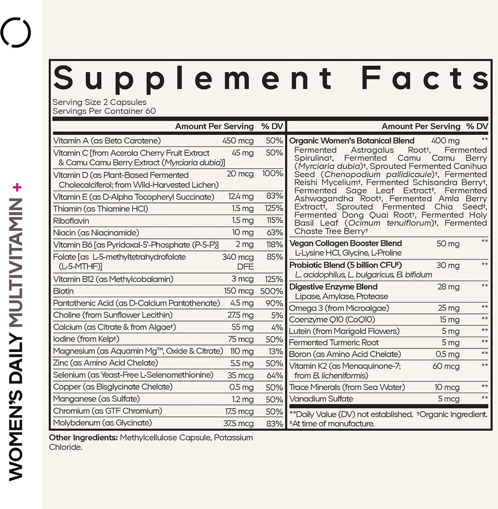 Codeage Multivitamínico Diario para Mujeres - 25+ Vitaminas y Minerales Fermentados con Probióticos - Pack de 2