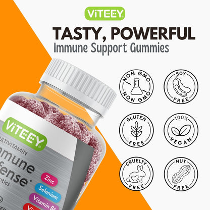 Viteey Multivitamin Gummies 8in1 Immune – Apto para dietas especiales: Certificadas kosher, veganas, sin gluten, – Image 4