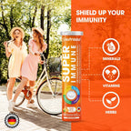 nutrazul Super Immune 30 comprimidos efervescentes – 20 vitaminas y minerales, extractos de saúco y equinácea, Vitamina C, Zinc, sin gluten, sin azúcar, sabor naranja