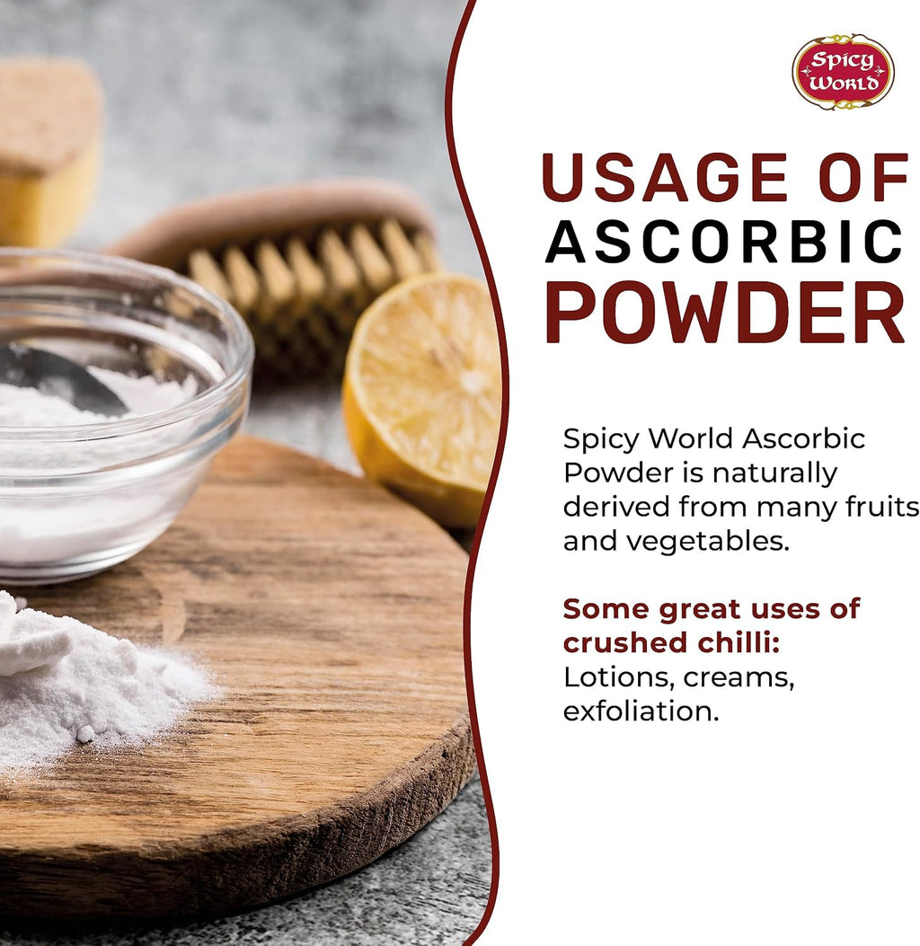 Spicy World Ácido Ascórbico Vitamina C en Polvo 2.27 kg - Polvo de Vitamina C Puro, USP a Granel