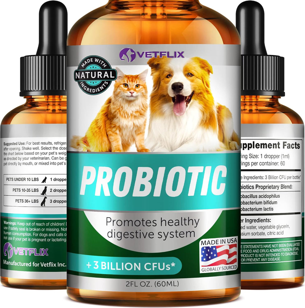 Vetflix Líquido para la tos para perros y gatos - 60 ml - Mezcla de gordolobo, saúco y caléndula