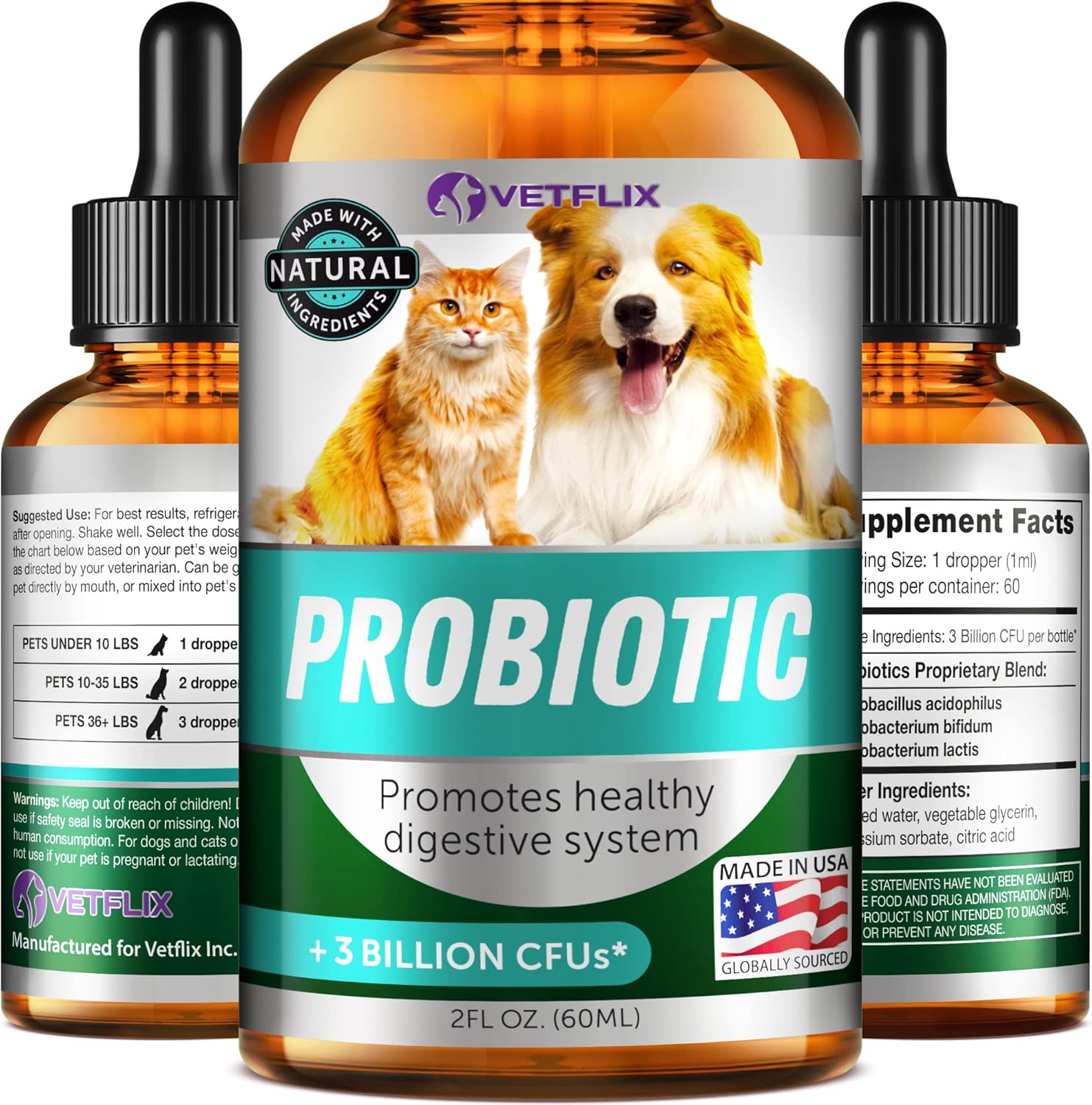10 en 1 Vitaminas Líquidas para Perros y Gatos, 2 Fl Oz | Glucosamina y Multivitamínico