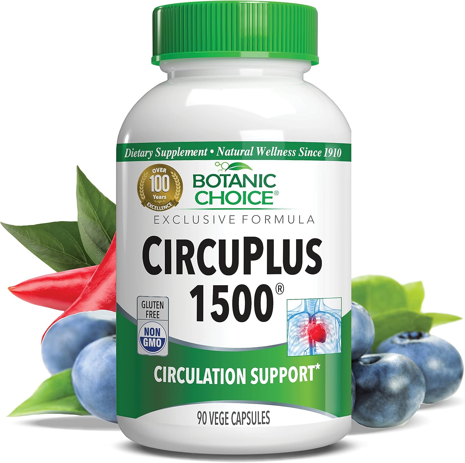 Botanic Choice CircuPlus 1500 - Suplemento para la circulación y salud cardiovascular (90 cápsulas)
