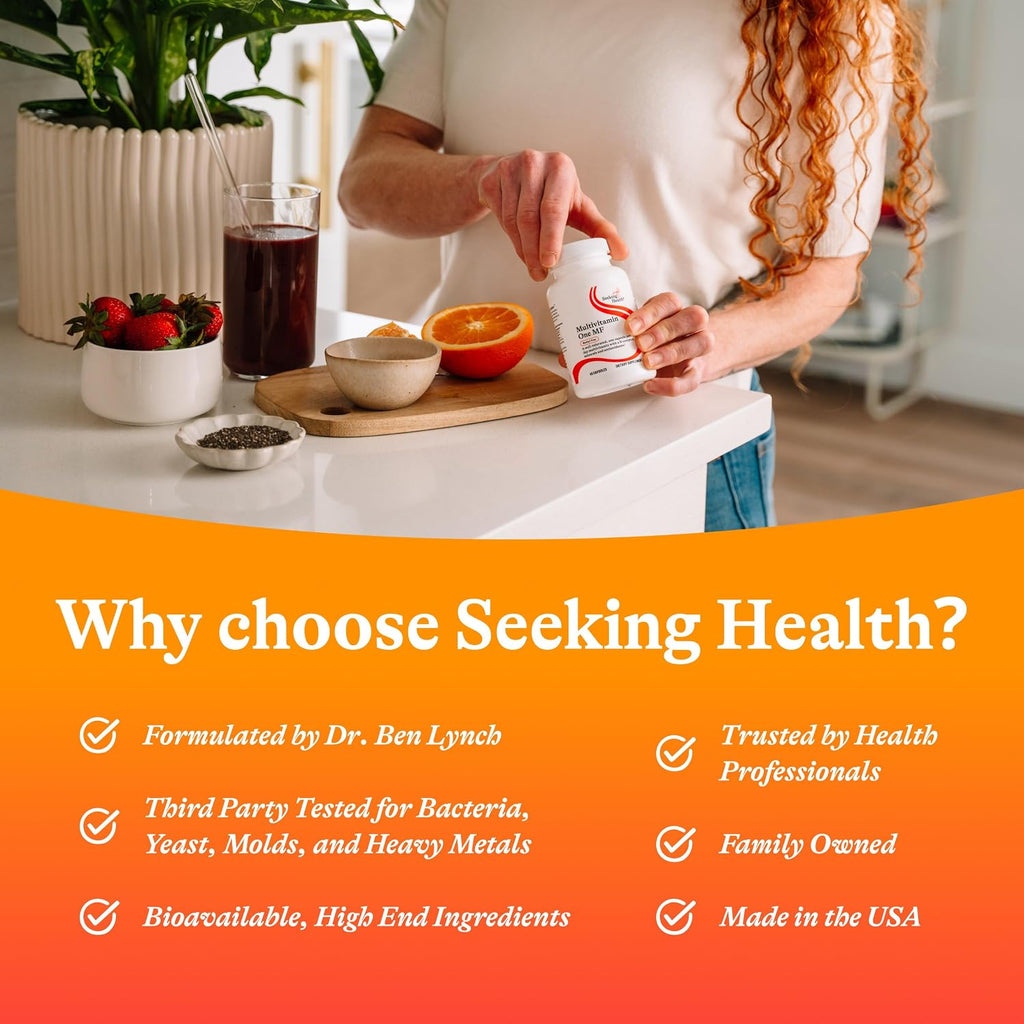 Seeking Health Multivitamin One MF - Complejo Multivitamínico sin Metilo con Folinato de Calcio y Vitamina B12