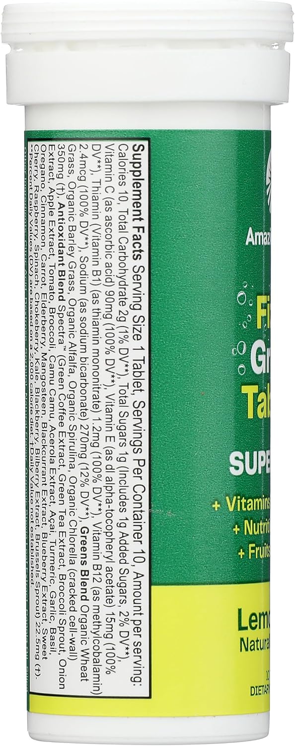 Amazing Grass Comprimidos Efervescentes Green Superfood Limón y Lima, 10 uds.