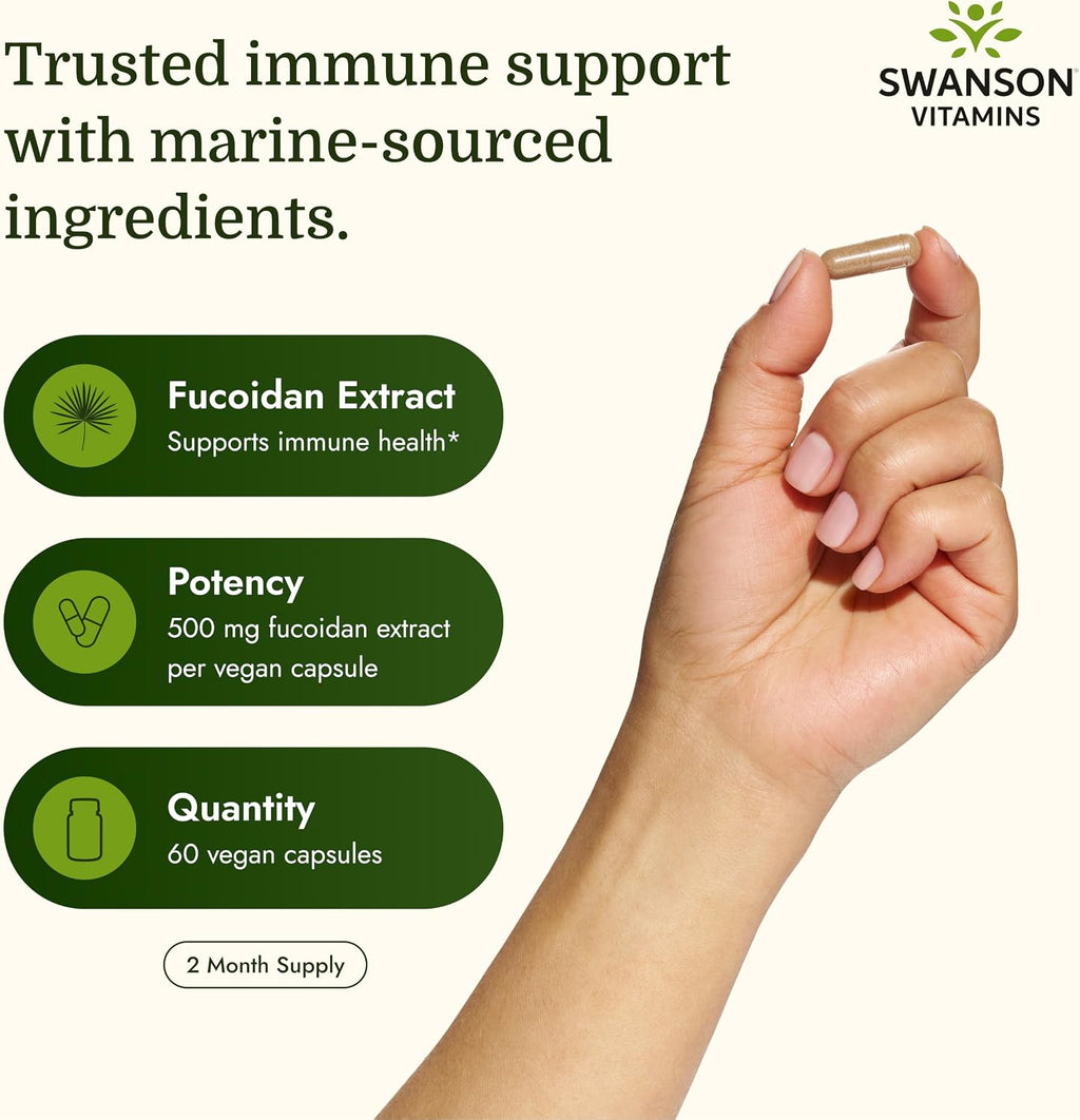 Extracto de Fucoidan de Alga Parda, 500 mg, 60 Cápsulas Veganas