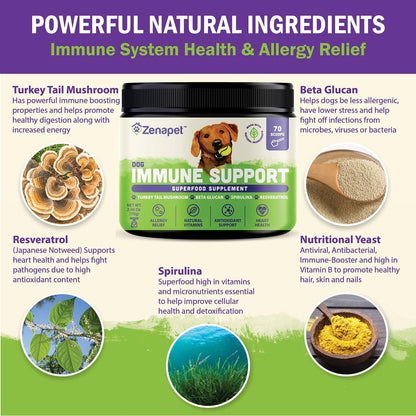 Zenapet Dog Immune Support Premium Powder – Espirulina: alga azul-verde con alta concentración de proteínas, – Image 3