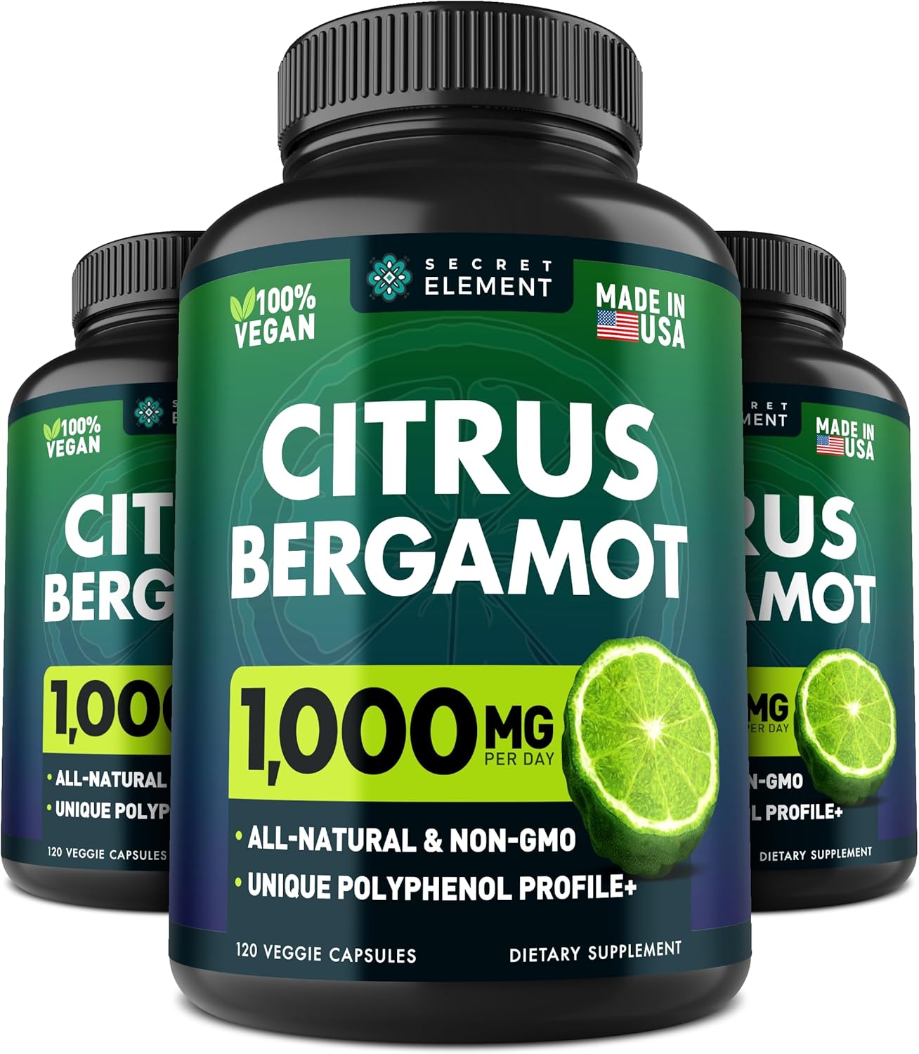 Extracto de Bergamota Cítrica 1000mg - 240 Cápsulas Veganas (2 Paquetes)