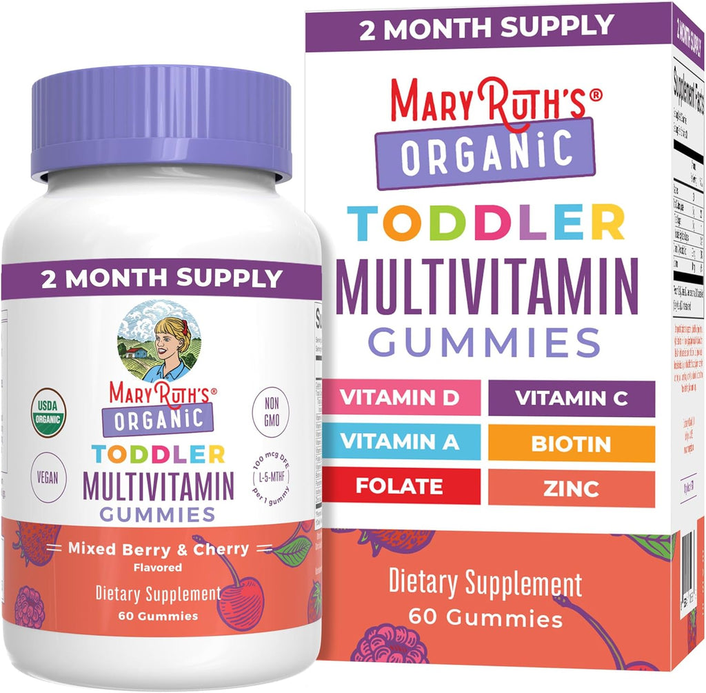 MaryRuth's Gomitas Multivitamínicas para Niños Pequeños | USDA Orgánico | 60 Días | Vitaminas A, C, D3, Zinc | 1 Gomita al Día | 60 Unidades