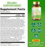 Organic Veda Mirakle Superfoods - Superalimentos Verdes con Probióticos, 40+ Nutrientes Orgánicos, Vitamina C y Resveratrol - 120 Cápsulas