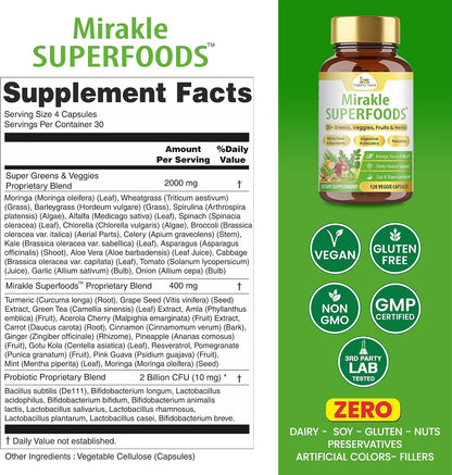 Organic Veda Mirakle Superfoods - – Wheatgrass y Barleygrass: hierbas verdes que aportan vitaminas A, C, E y – Image 2