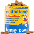 Happy Paws 10-en-1 Multivitamínico para Perros - 100 Chews Sabor Cordero Vegano