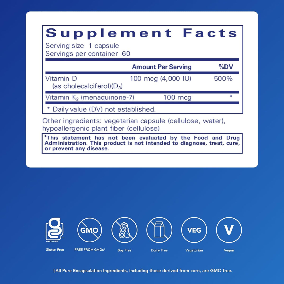 Pure Encapsulations Vitamina D3 y K2, 60 – Vitamina K: contribuye a la coagulación sanguínea normal y al – Image 2