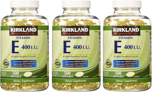 Kirkland Signature, Vitamin E 400 IU 500 Softgels fvKDn (Pack of 3)
