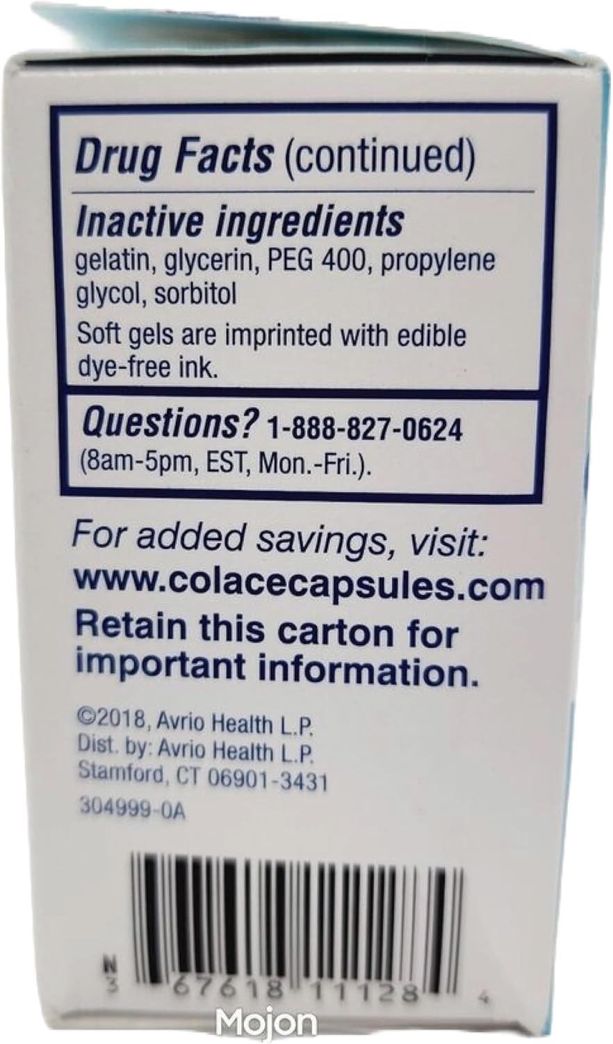 Colace Clear Docusate Sodium Stool Softener 50mg, 28 Capsules Per Box (Pack of 3)