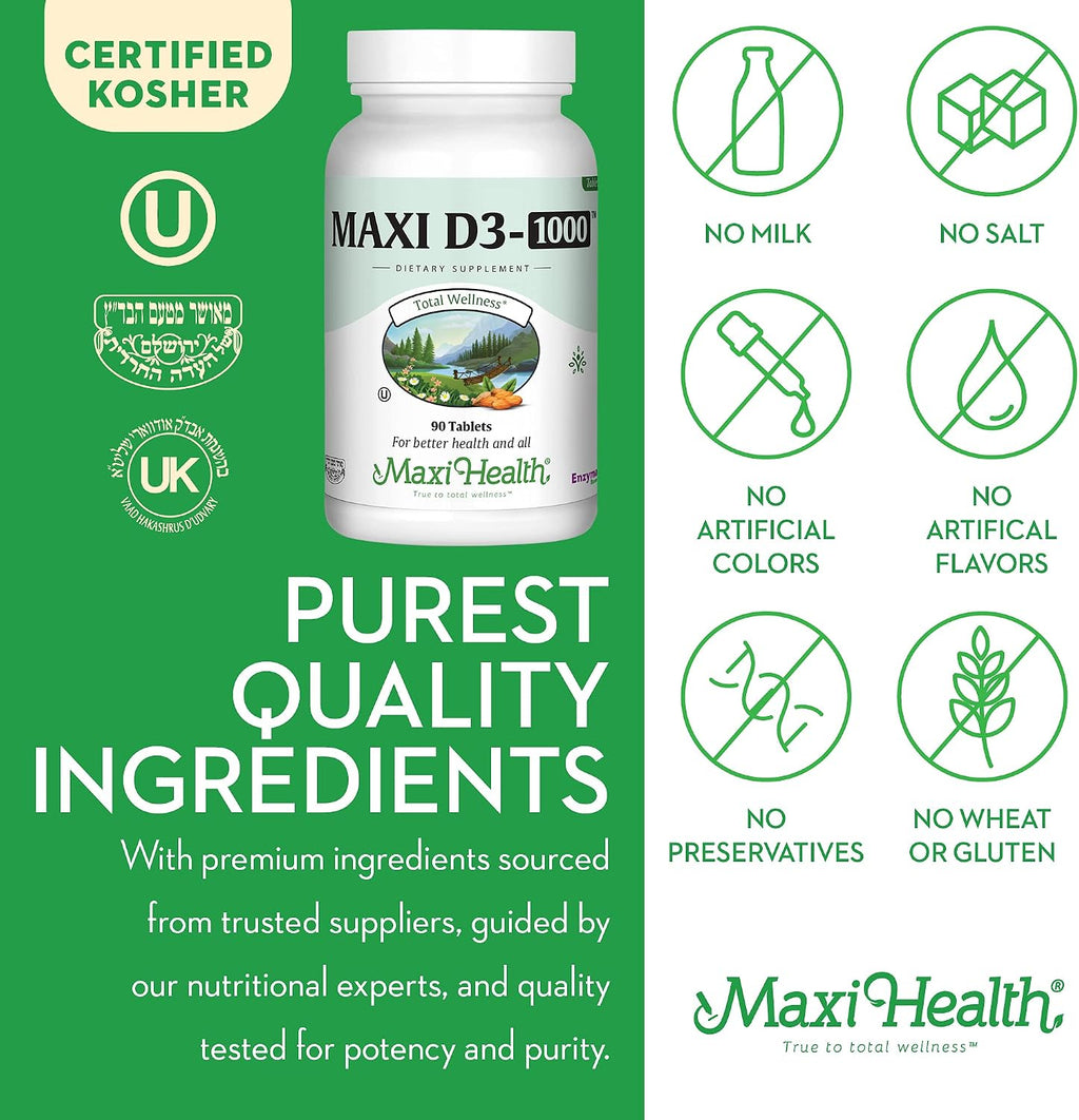 Maxi Health Vitamina D3 1000 UI – 90 Cápsulas Blandas
