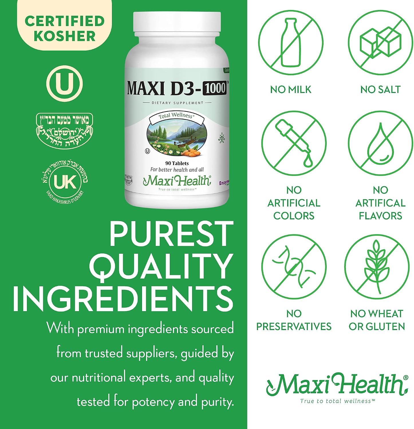 Maxi Health Vitamina D3 1000 UI – 90 Cápsulas Blandas