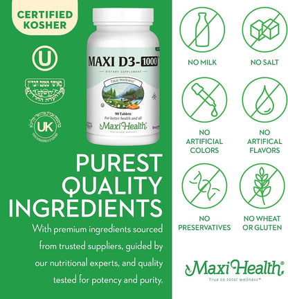 Maxi Health Vitamina D3 1000 UI – 90 – Contribuye al funcionamiento normal de los músculos. – Image 4