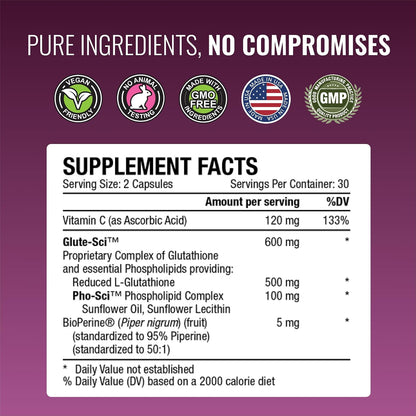 Approved Science Glutathione 500 mg con – BioPerine 5 mg: Extracto de pimienta negra que favorece la absorción de – Image 4