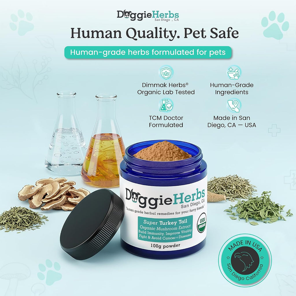 Doggie Herbs Extracto de Cola de Pavo de Alta Potencia - 55% Betaglucanos - 100g