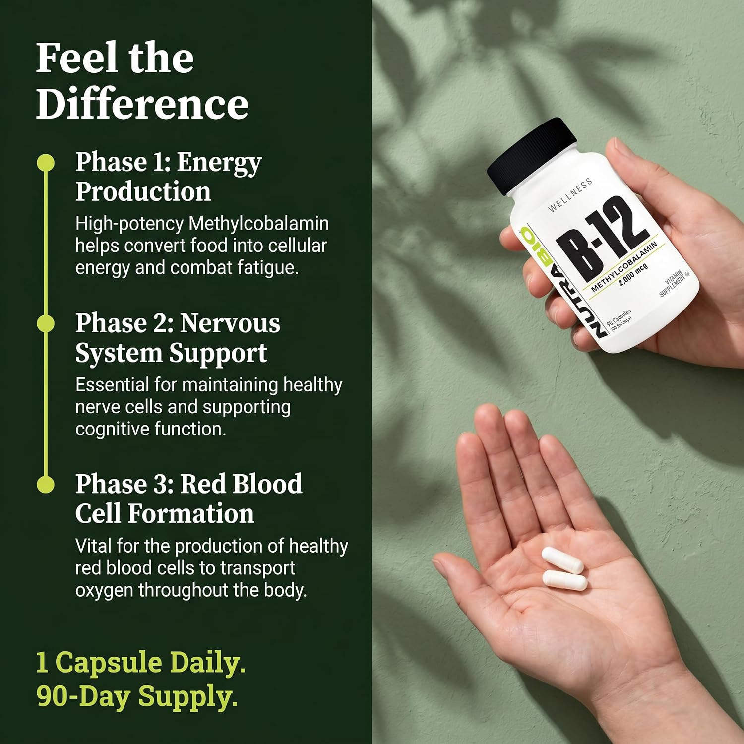 NutraBio Methyl B-12 2000mcg – 90 Cápsulas Vegetales