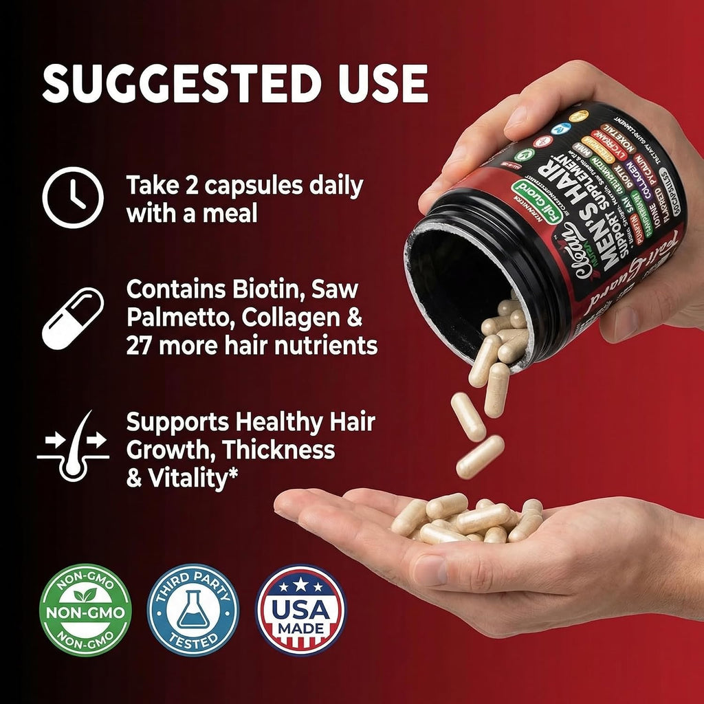 Suplemento Capilar para Hombres con Biotina, Colágeno y Saw Palmetto