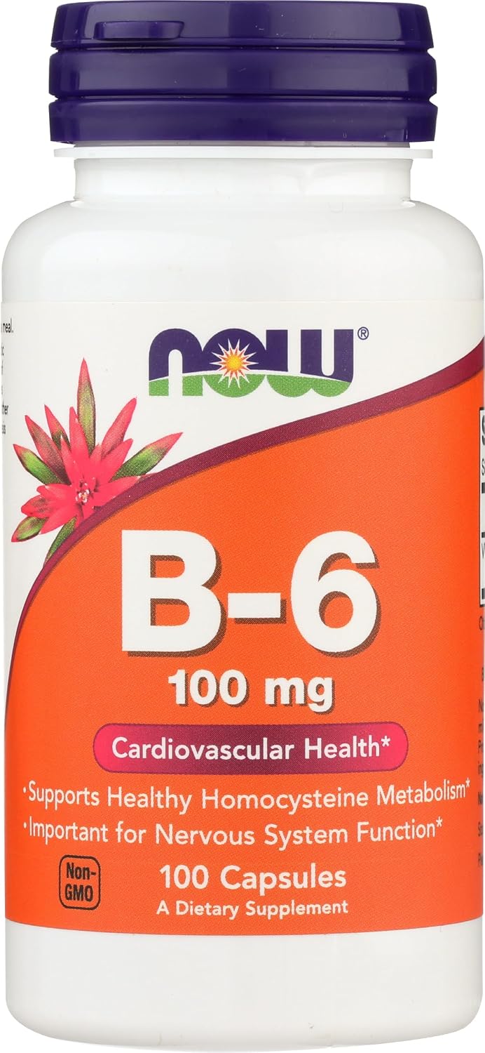 NOW Foods Vitamina B6 100mg Cápsulas, 100 unidades