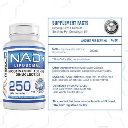 MAAC10 Liposomal NAD+ 500mg por dosis – Activación de sirtuinas: Las sirtuinas son proteínas que regulan la salud – Image 3