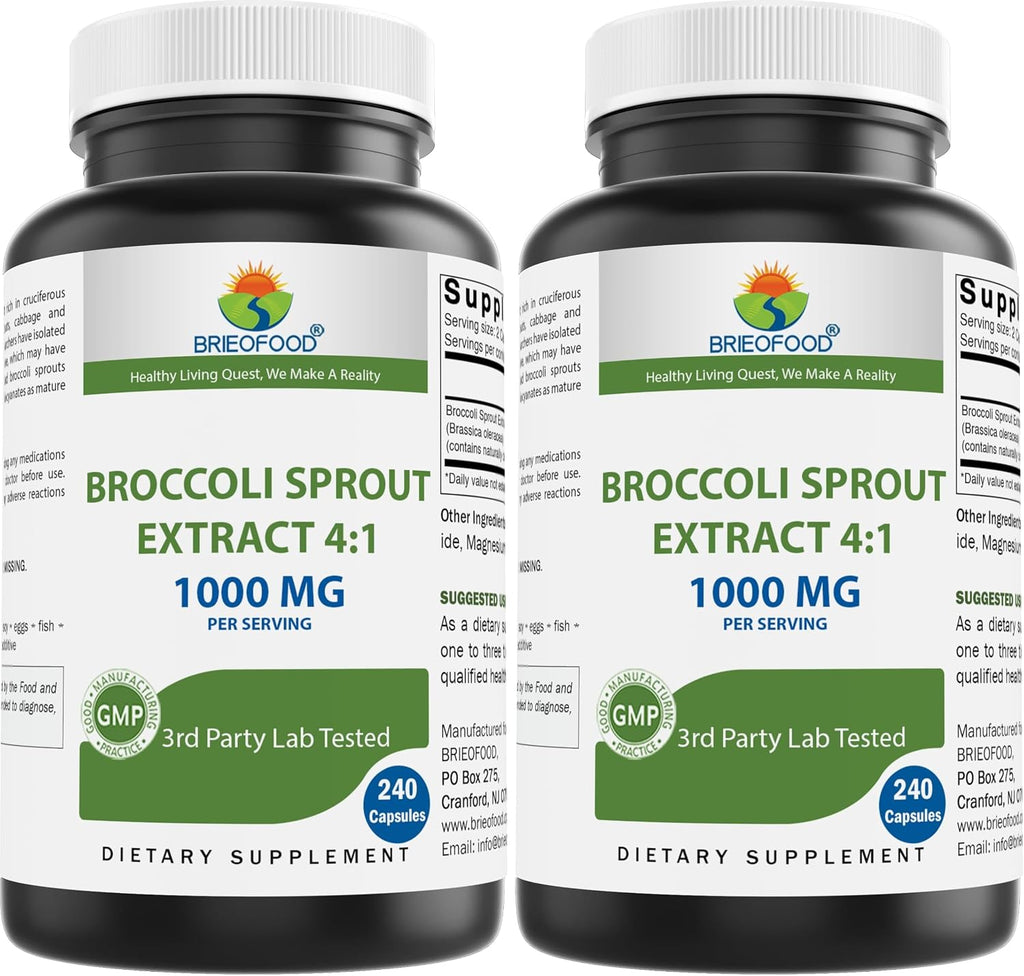 Extracto de Brotes de Brócoli 4:1 - 1000 mg por Porción - 240 Cápsulas
