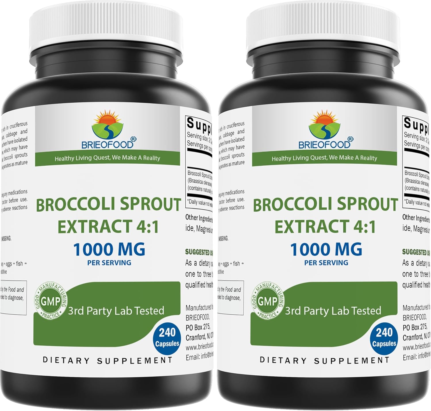 Extracto de Brotes de Brócoli 4:1 - 1000 mg por Porción - 240 Cápsulas
