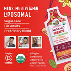 MaryRuth Organics Multivitamínico Líquido para Hombres con Tecnología Liposomal, Sabor Melocotón Vainilla, Orgánico, Sin Azúcar, Vegano, 14 sobres de 15 ml