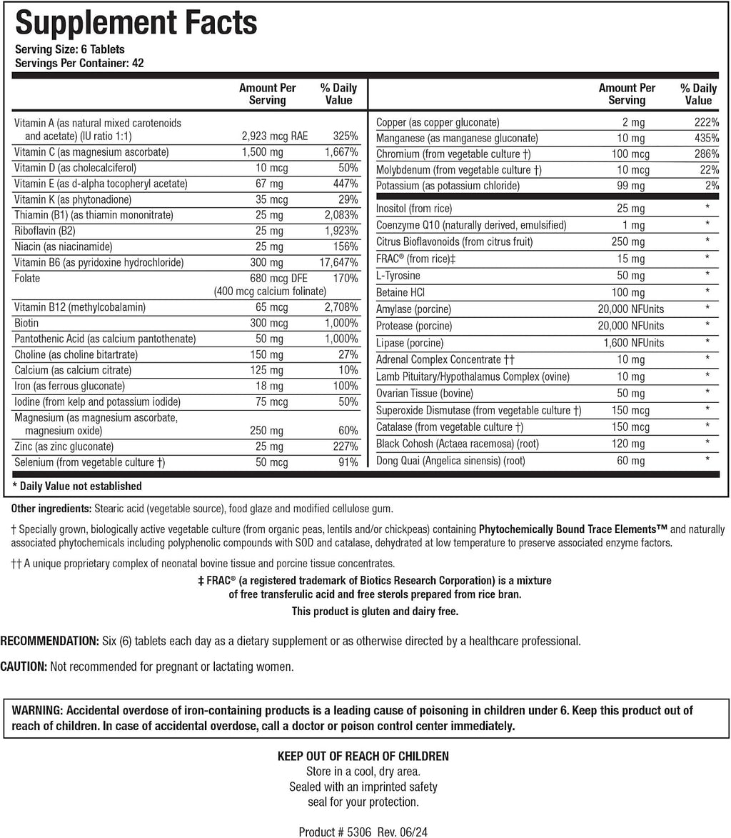 Biotics Research Equi Fem, Multivitamínico y Mineral para Mujeres, 252 Comprimidos