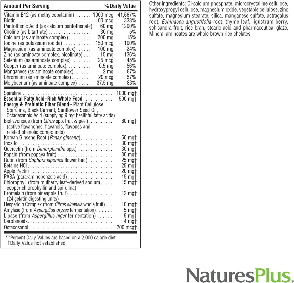NaturesPlus Source of Life Sin Hierro - 180 Mini-Comprimidos - Complejo Multivitamínico y Mineral