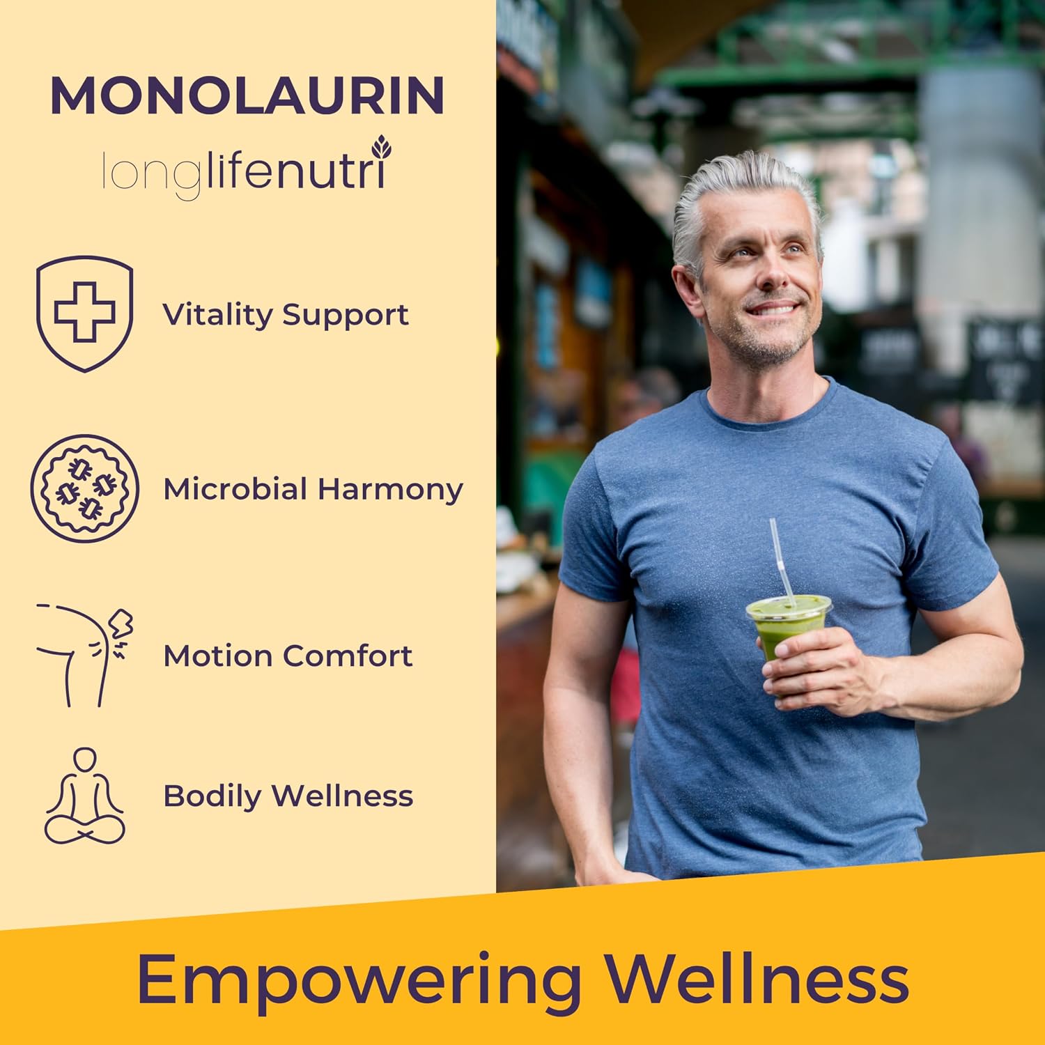 LongLifeNutri Monolaurin 1500mg - 200 Cápsulas Vegetarianas - Complemento de Glicerol de Coco Ecológico