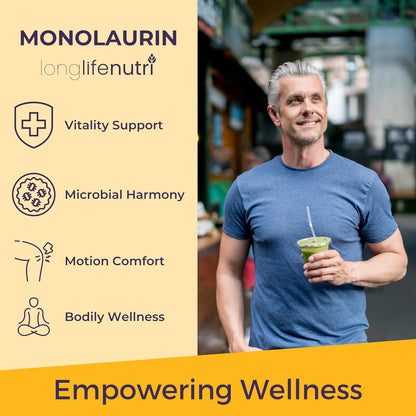 LongLifeNutri Monolaurin 1500mg - 200 Cápsulas Vegetarianas - Complemento de Glicerol de Coco Ecológico – Image 4