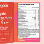 PureGood Multivitamínico Líquido para Mujeres | 70+ Nutrientes, Alta Absorción | Sabor Frutos Rojos | 1.77 L