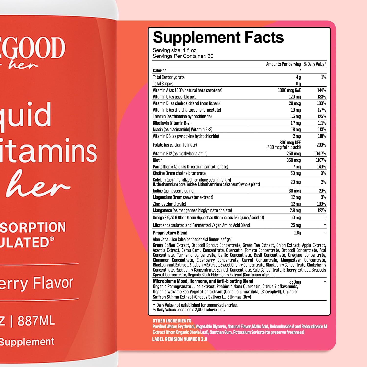 PureGood Multivitamínico Líquido para Mujeres | 70+ Nutrientes, Alta Absorción | Sabor Frutos Rojos | 1.77 L