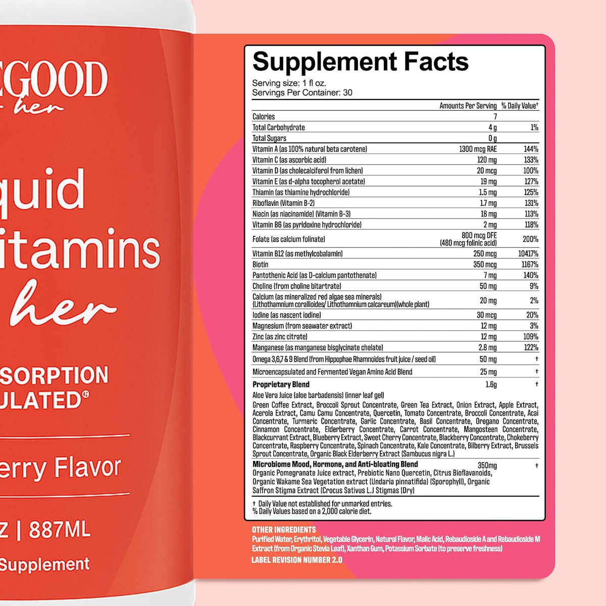 PureGood Liquid Multivitamin for Women | Multivitamínico Líquido para Mujeres con B12 Metilado, Folato, Biotina y Azafrán | Omega 3 6 7 9 | Energía, Estado de Ánimo y Equilibrio Hormonal | Sin Hierro | Sin Azúcar | 887 ml - görsel 6