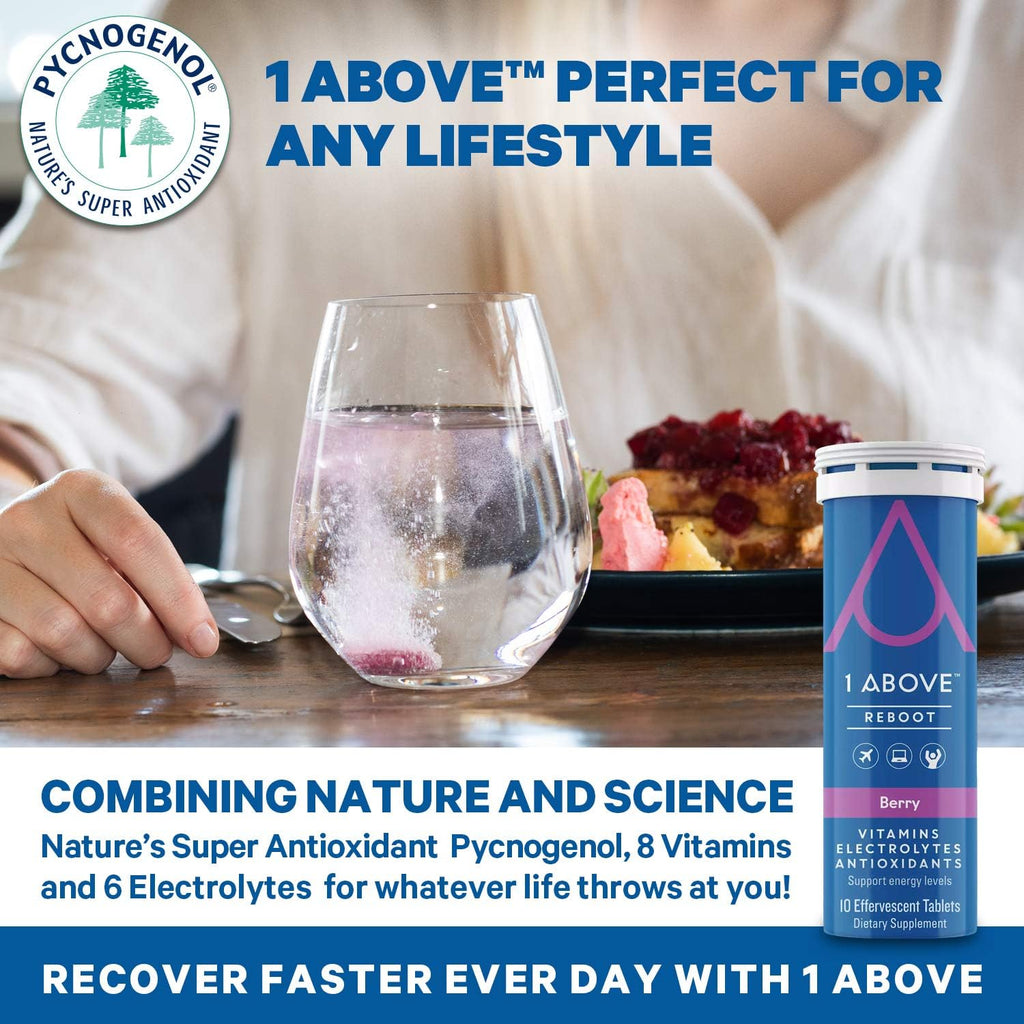 1ABOVE Jet Lag Relief Tablets - Multivitamínico Efervescente con Pycnogenol, 20 Comprimidos