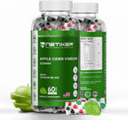nETiXER Gominolas de Vinagre de Manzana – 350mg, con Vitamina B9 y B12 – Veganas – 60 Gominolas