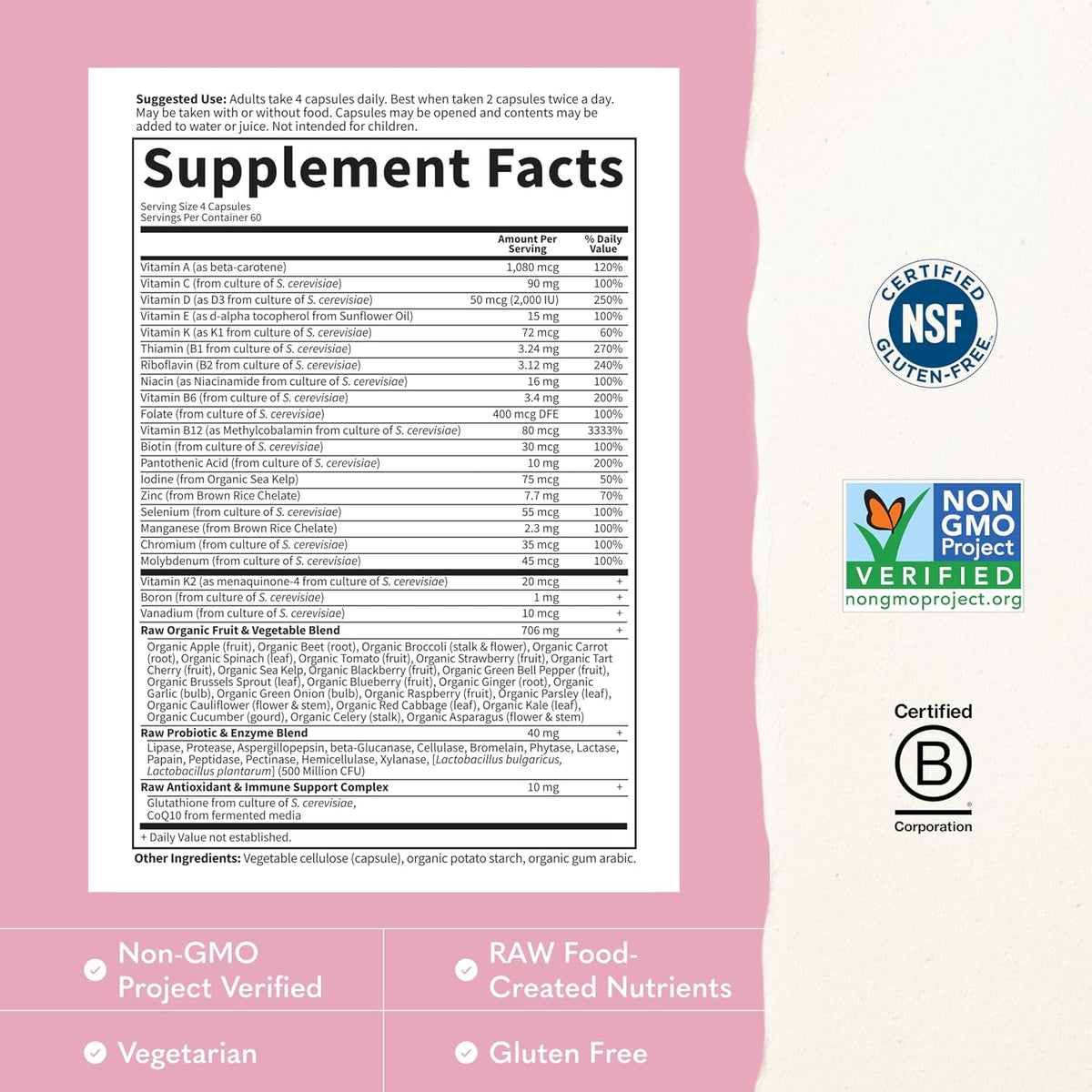 Garden of Life Vitamin Code Women 50 & Wiser – Probióticos vivos (Lactobacillus): Ayudan a mantener el equilibrio – Image 3