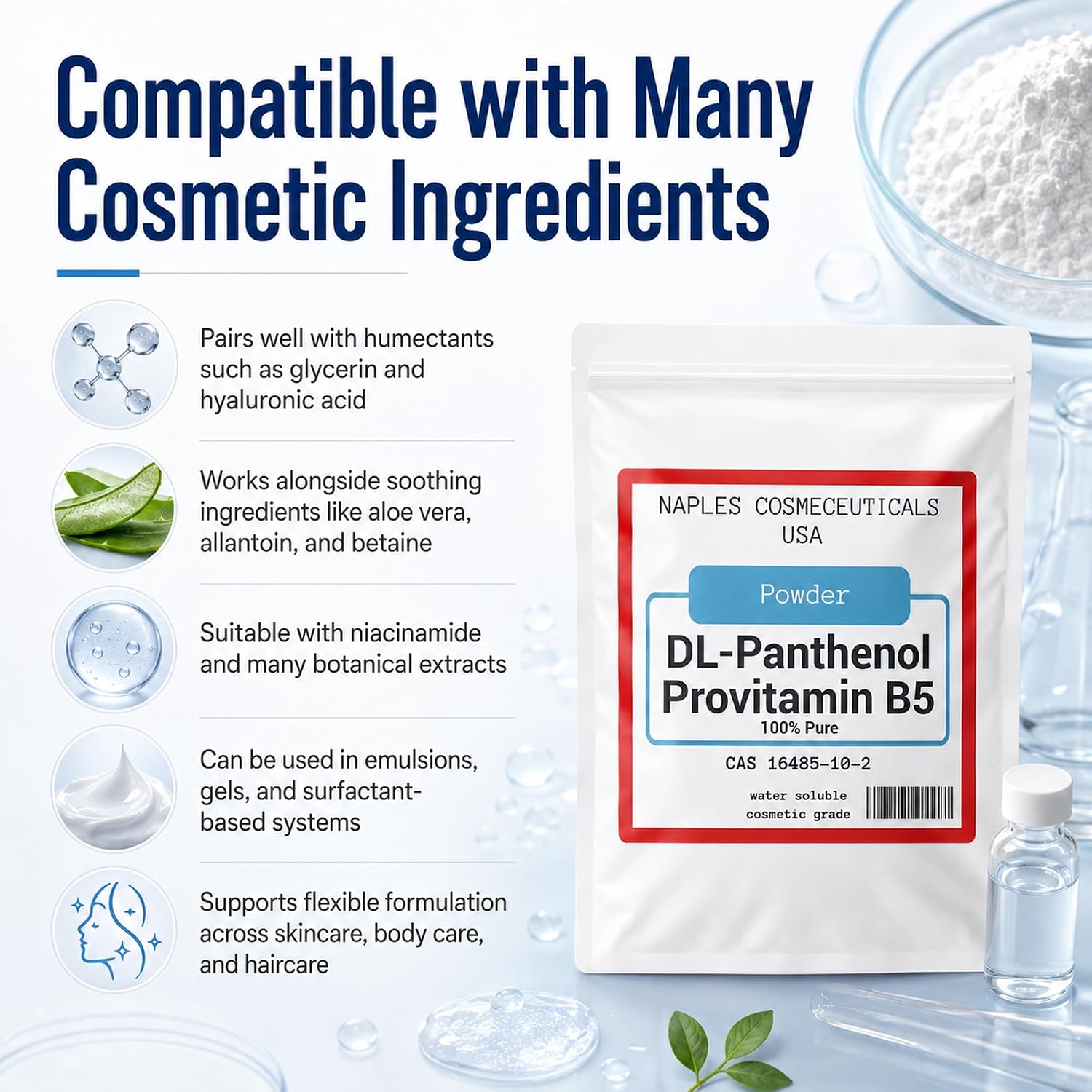 Polvo de Pantenol Puro 100% (DL-Pantenol) - 4 oz