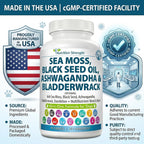 Nutrition Strength Sea Moss para Perros - 17-en-1 Apoyo Inmunidad, Piel y Pelaje con Aceite de Semilla Negra, Ashwagandha y Cúrcuma - 90 Comprimidos Masticables