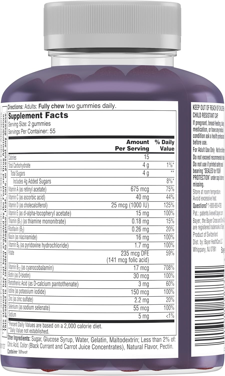 One A Day Men's 50+ Gummies, Multivitamínico Avanzado para Hombres con Apoyo Cerebral e Inmunológico, 110 Gominolas