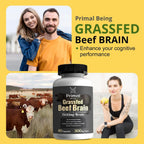 Primal Being Cerebro de Res de Pasto - 90 Cápsulas, 1500mg por Dosis