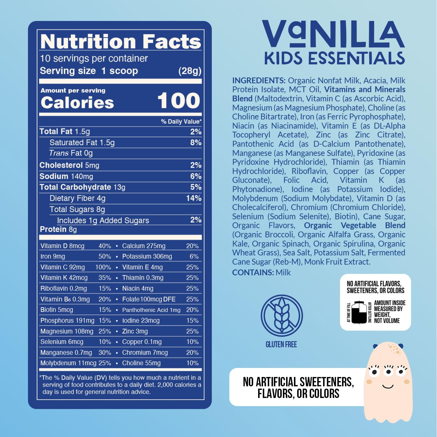 Naked Vanilla Kids Daily Essentials - Batido de Proteínas Orgánico para Niños