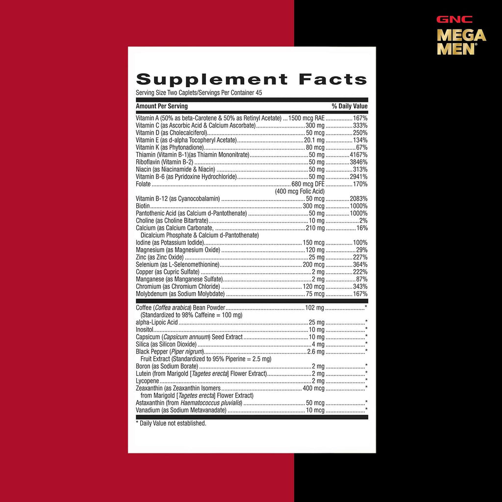 GNC Mega Men Energy & Metabolism Multivitamínico para Hombres | Antioxidantes y Quema de Calorías | 90 Comprimidos